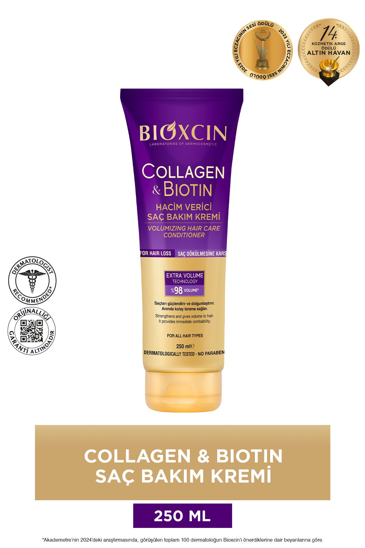 Collagen & Biotin Ekstra Hacim Saç Kremi 250 ml - Kolajen Biotin Ince Seyrek Saçlar