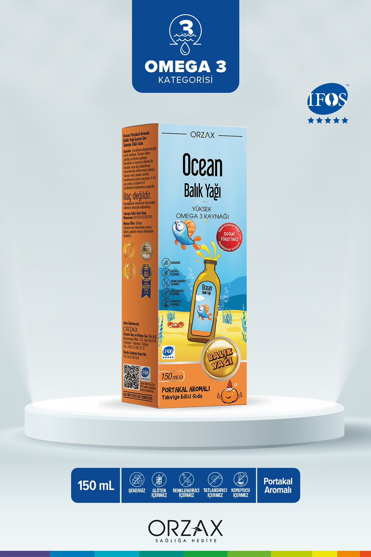 Orzax Omega3 Balık Yağı Şurubu Portakal Aromalı 150ml