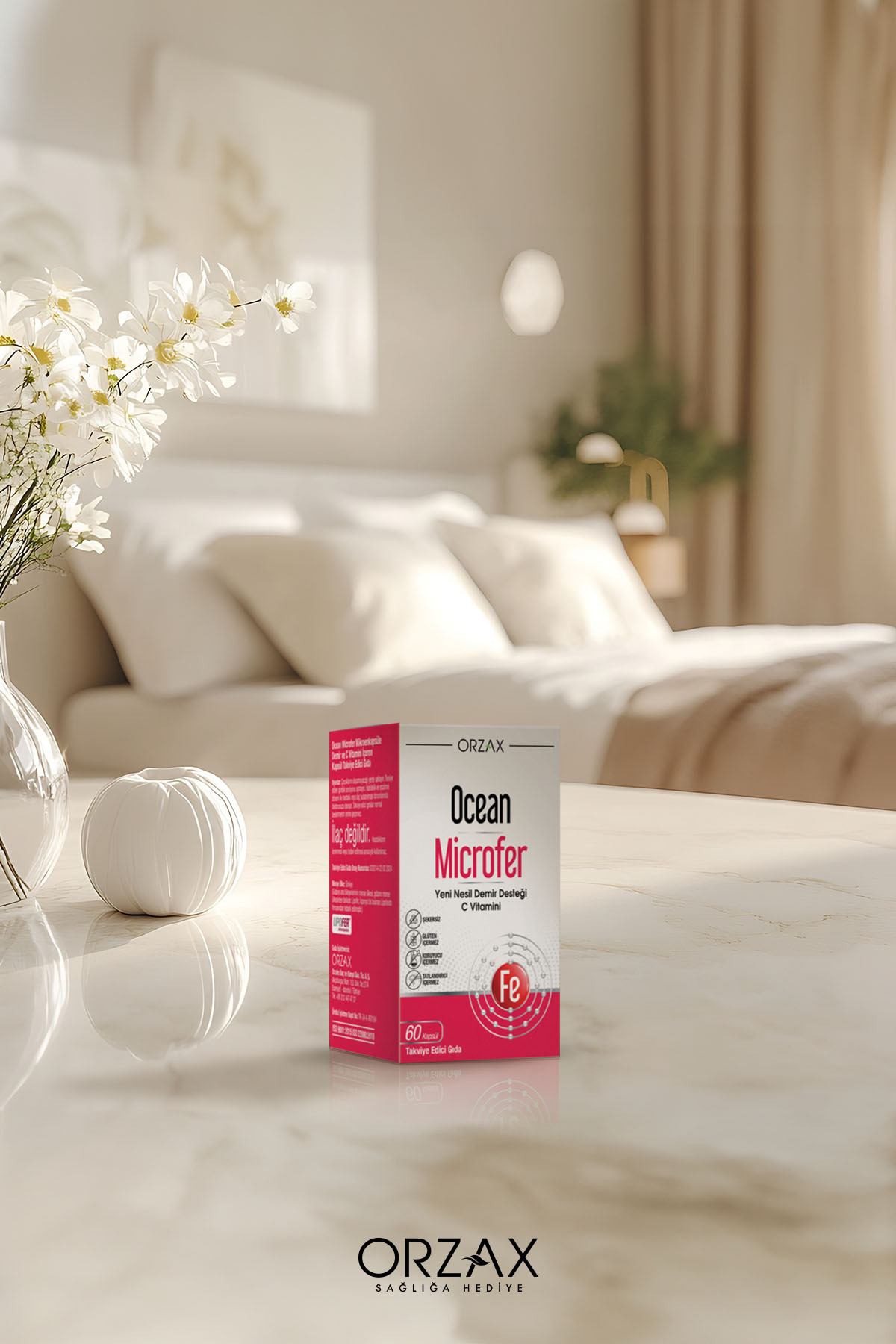 Orzax Ocean Microfer Demir ve C Vitamini 60 Kapsül – Yüksek Emilimli Demir Desteği