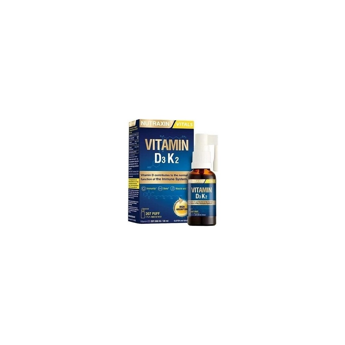 Nutraxin Vitamin D3K2 Takviye Edici Gıda Sprey 30 ml