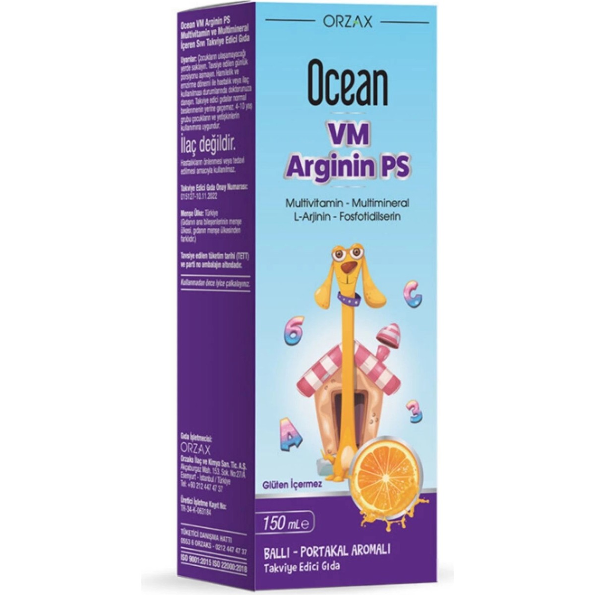 Ocean VM Arginin PS Ballı Portakal Aromalı Şurup 150 ml — Takviye Edici Gıda